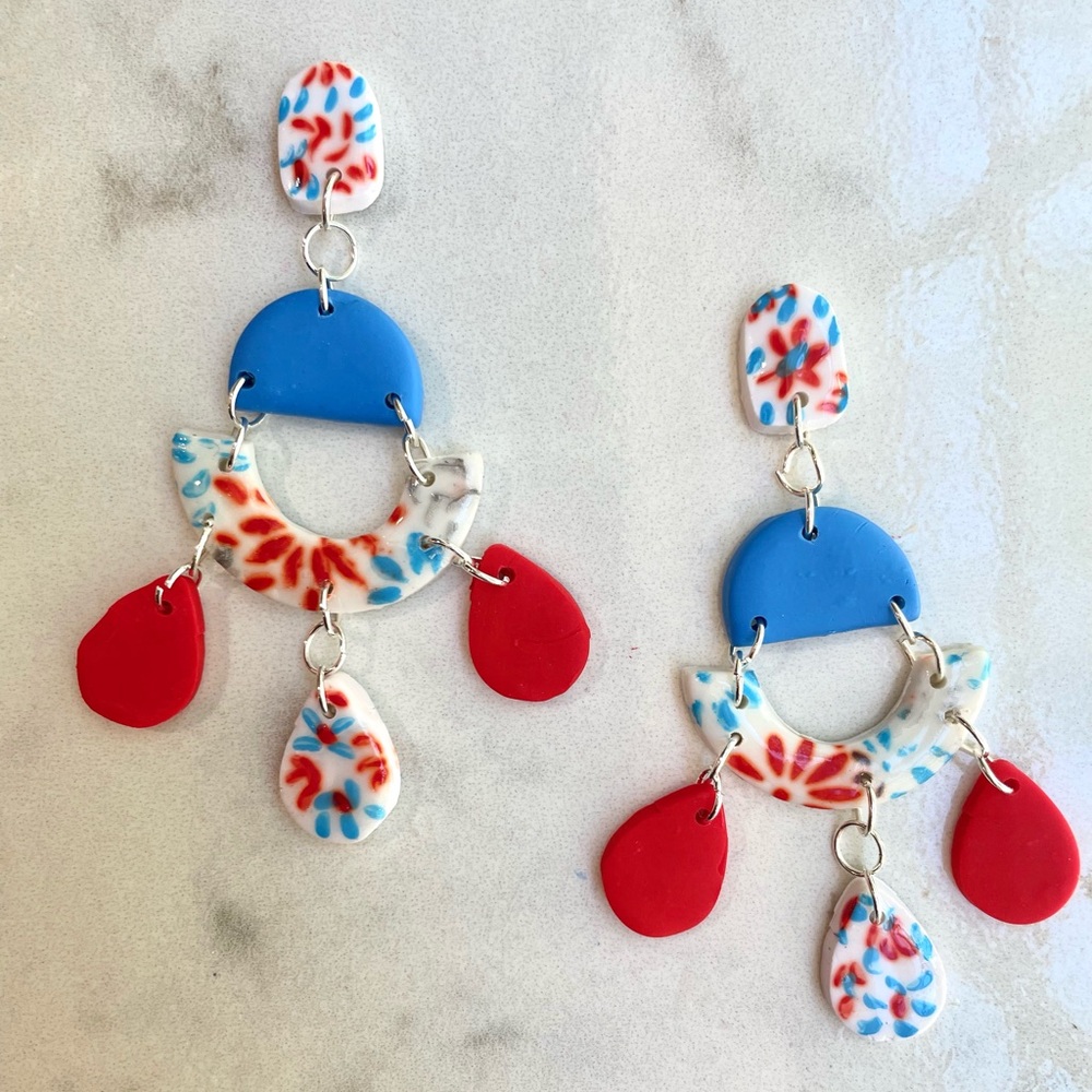 4th of July earrings red white and blue.